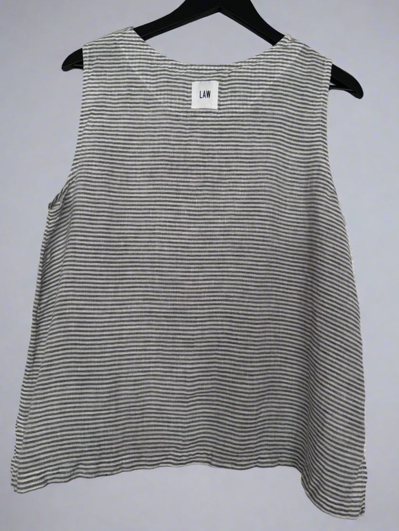 'Alison' Sleeveless stripe Linen Top | size XS | pre-loved