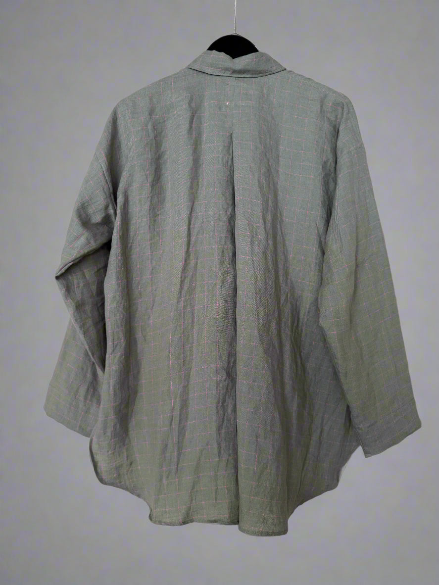 'Edie' Oversized Linen Shirt checked