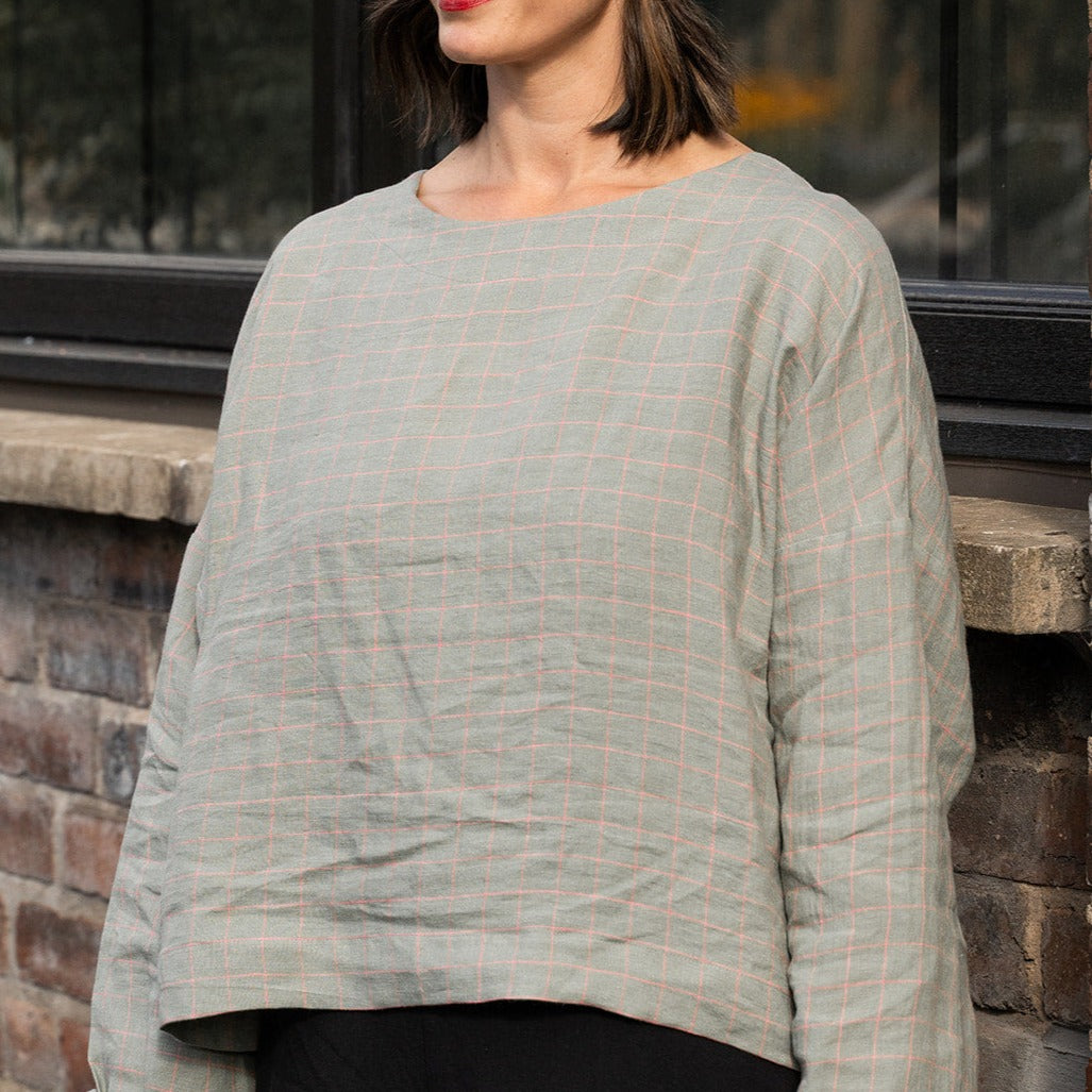 olivia checked linen shirt LAW Design Studio