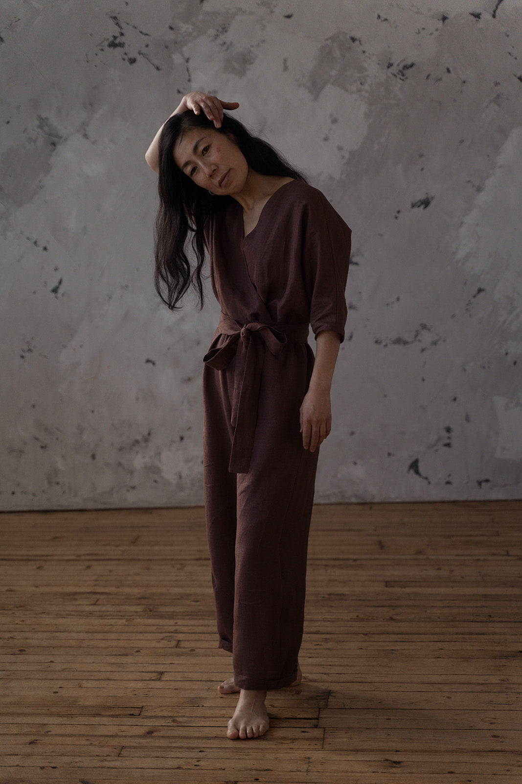 AYA JUMPSUIT GRAPE COLOUR LINEN