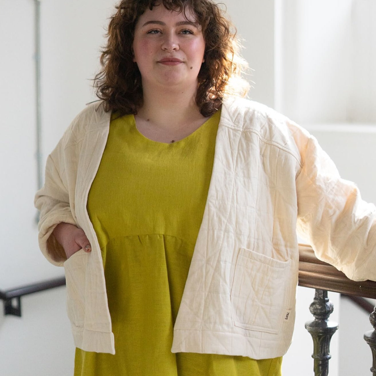 'Elly' Padded Cardigan Ecru