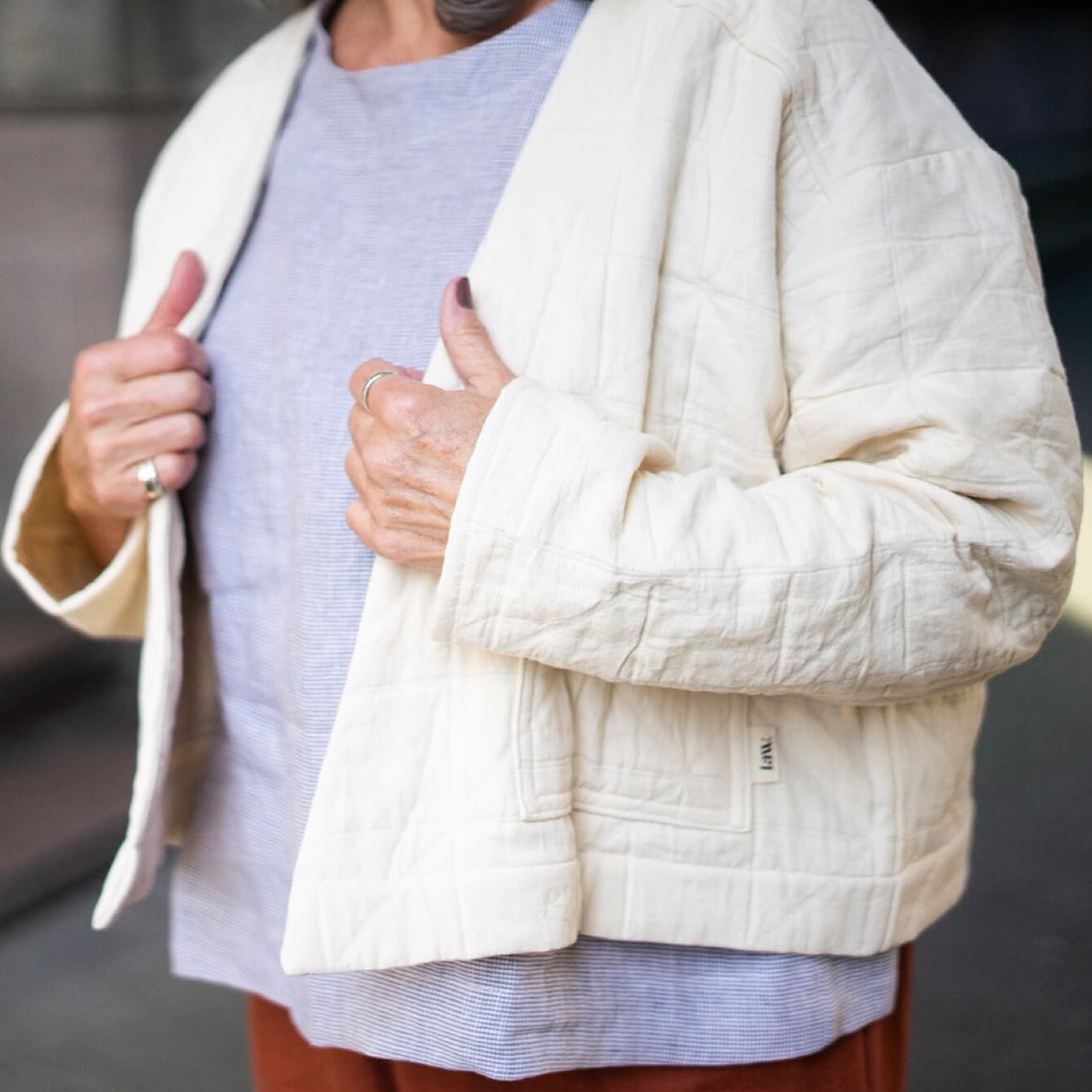 'Elly' Padded Cardigan Ecru