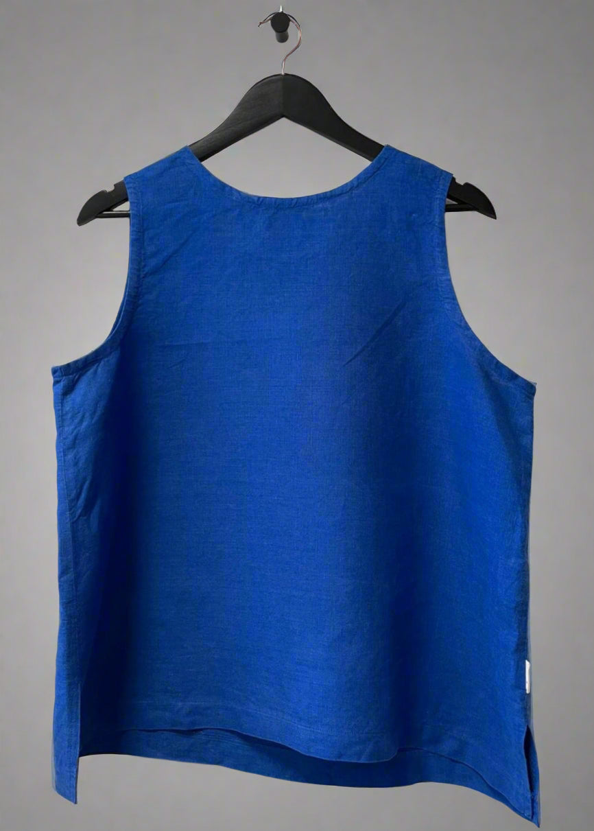 'Alison' Sleeveless Linen Top cobalt | size large | pre-loved