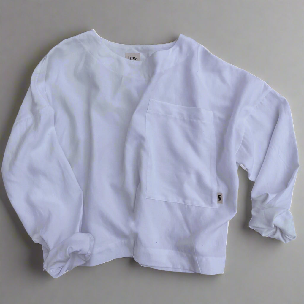 white olivia top with pocket