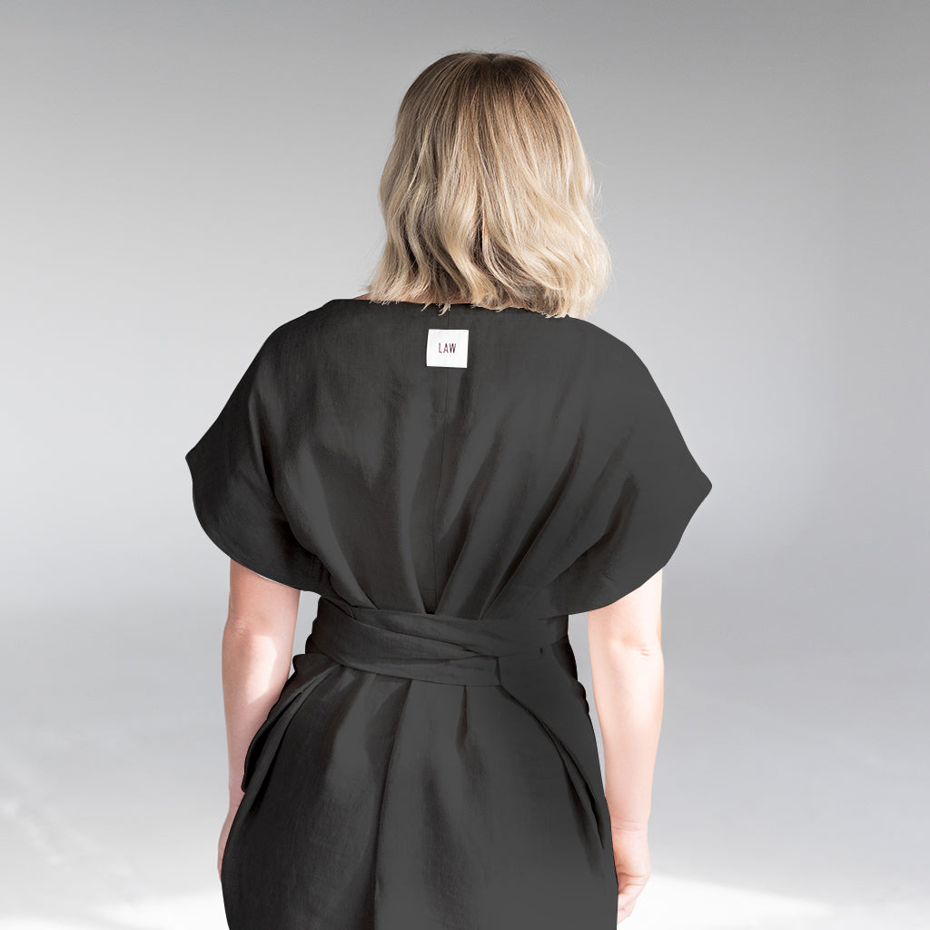 'Jean' Linen Tie Dress | pre-loved| size small