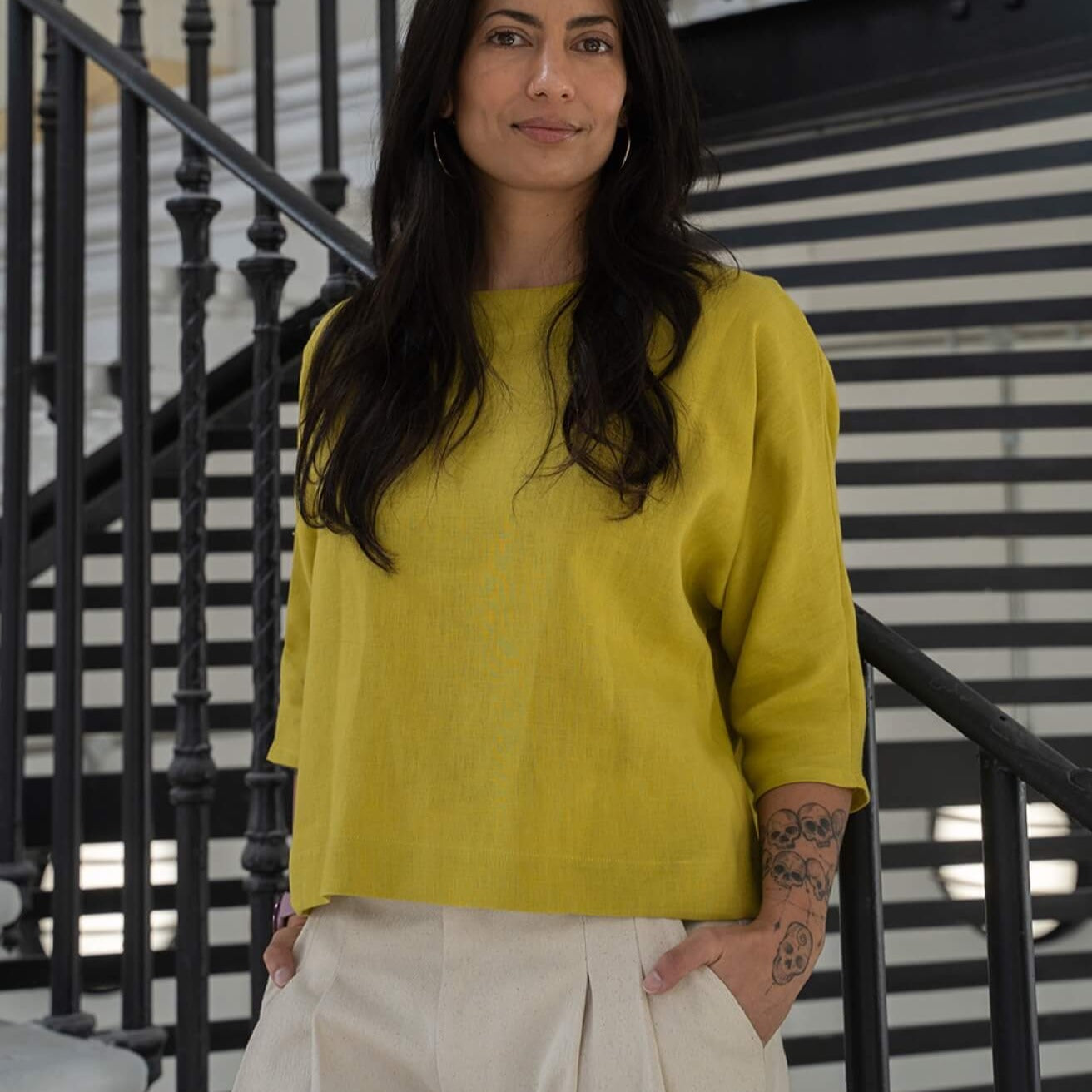 OLIVIA-YELLOW-LINEN-TOP