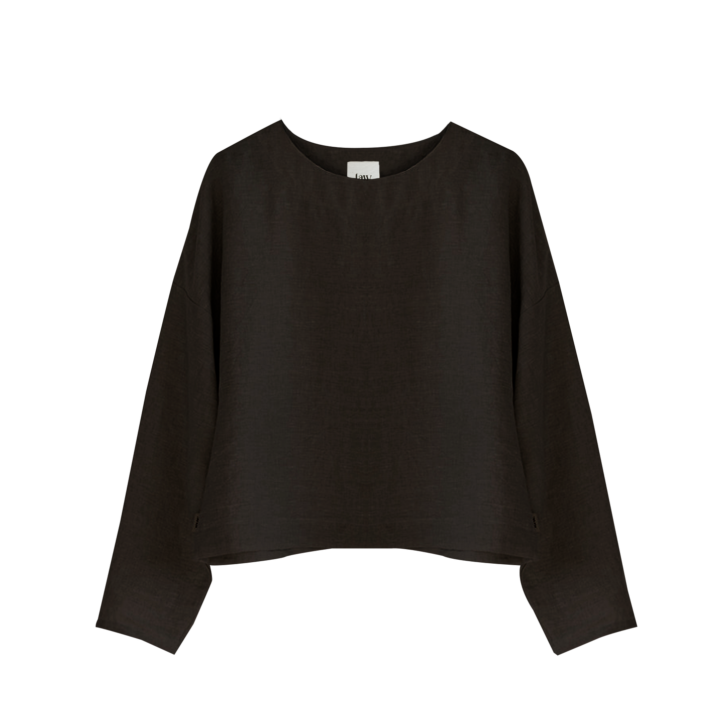 LAW LONG SLEEVE BLACK LINEN TOP CUT OUT
