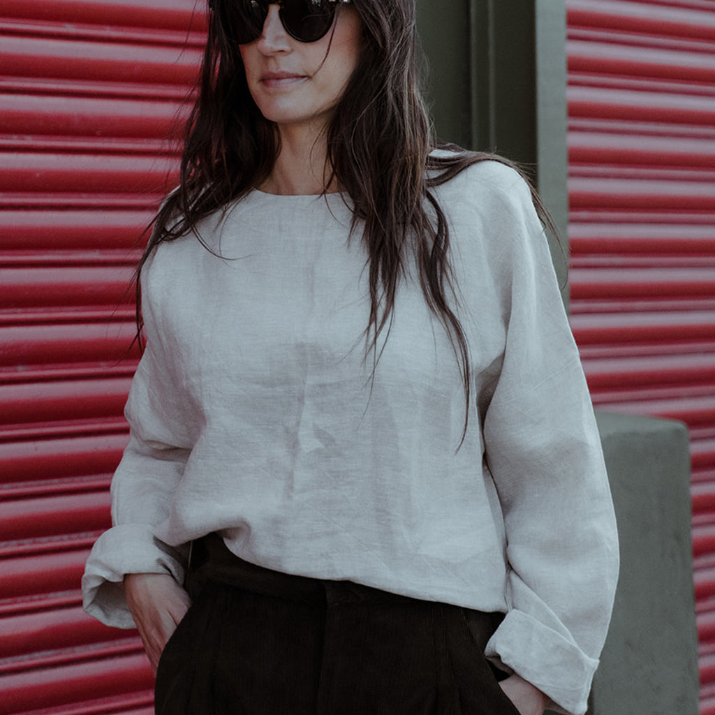 OATMEAL LINEN TOP
