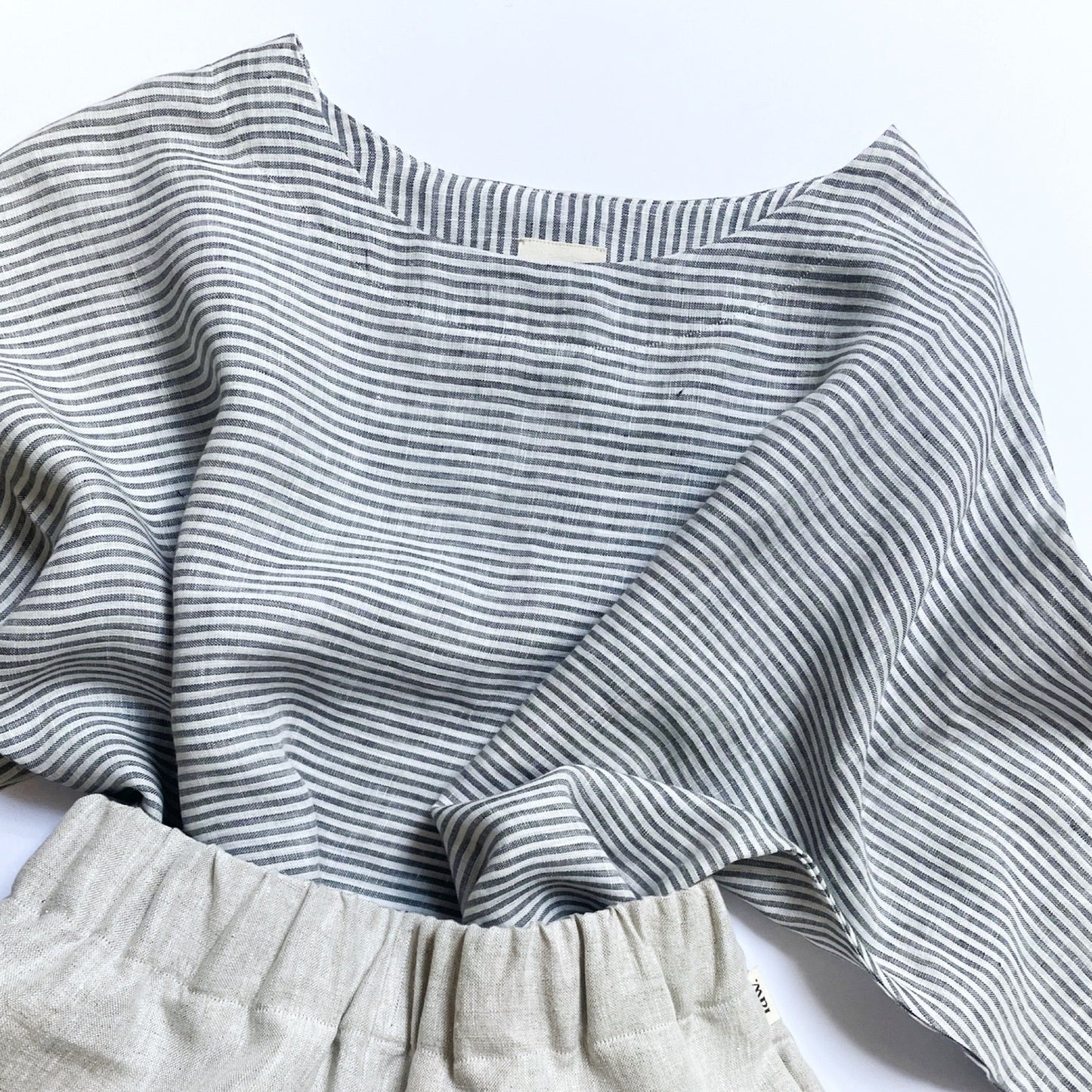 navy and cream lightweight linen top