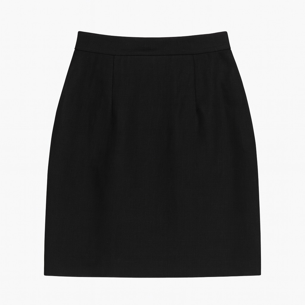 Black linen skirt back view