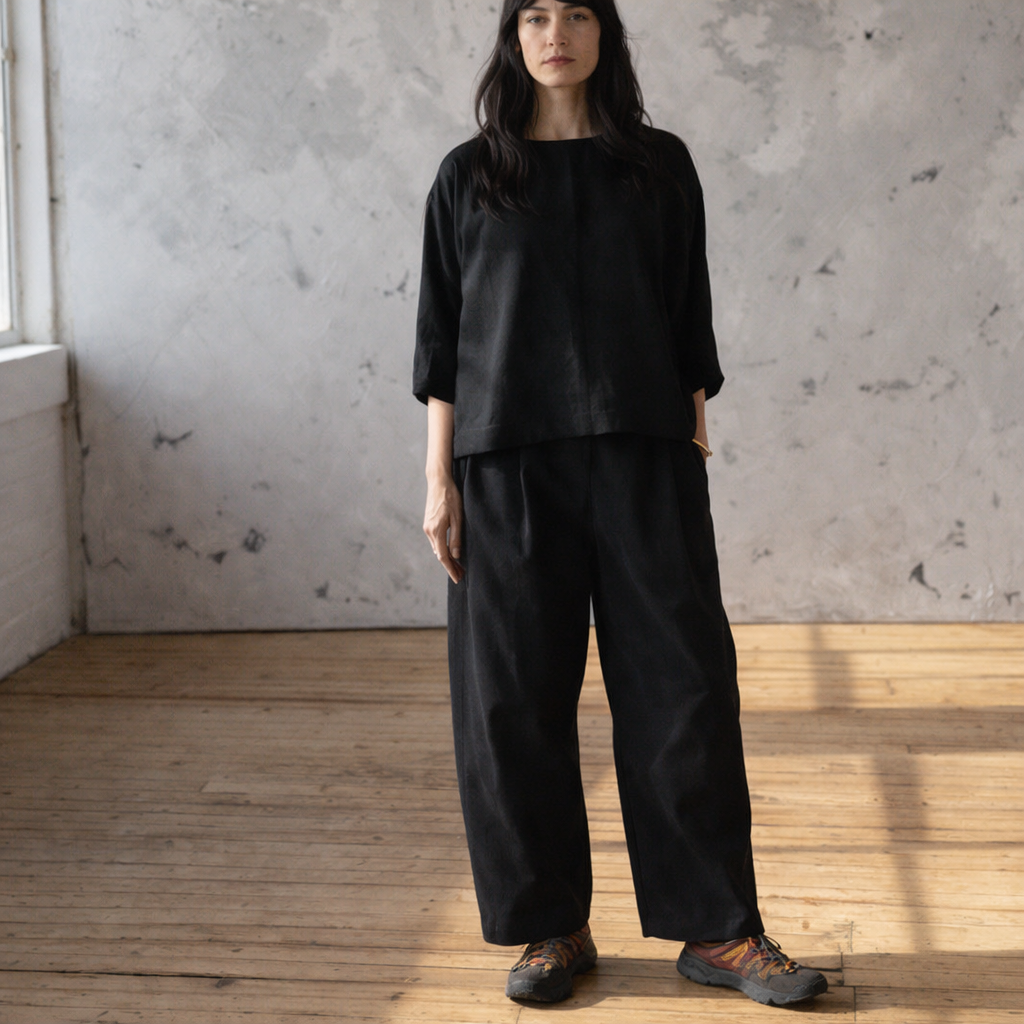 'Morley' Black Brushed twill trousers - Ready to Ship