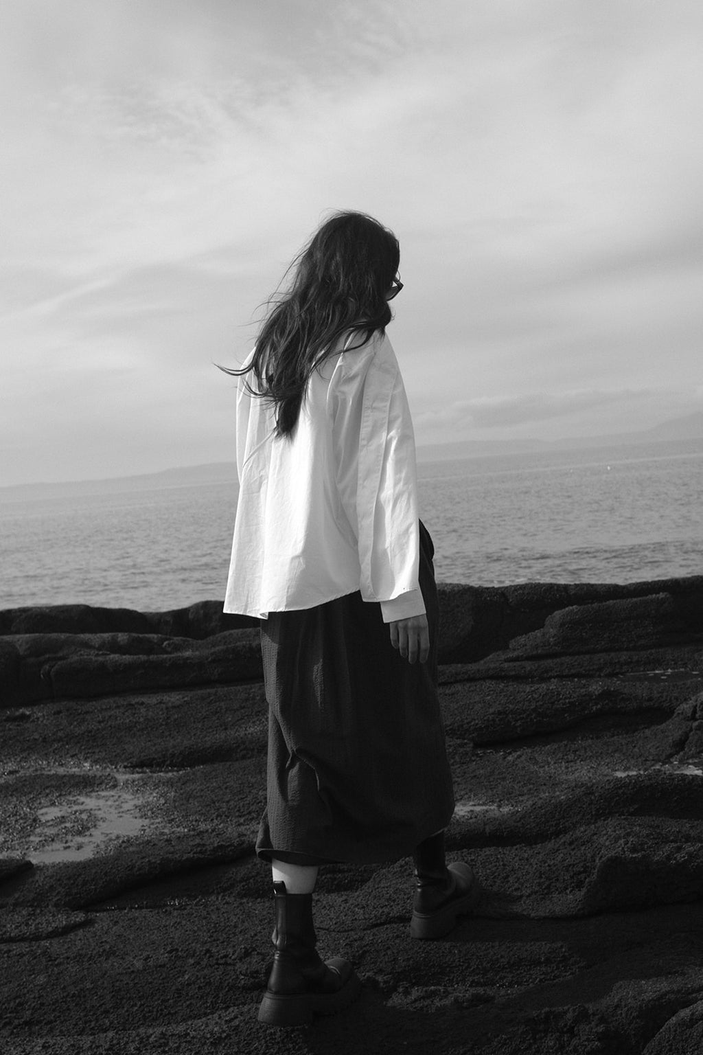 Seer Sucker Midi length Skirt - Ready to ship - Size M