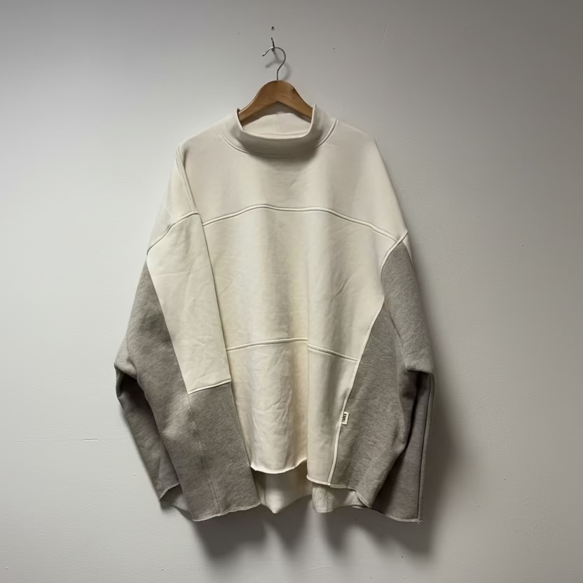 Oversized Panelled Sweatshirt Size XL-XXL Ecru and Oatmeal