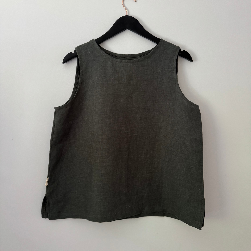 'Alison' Sleeveless linen top - Ready to Ship