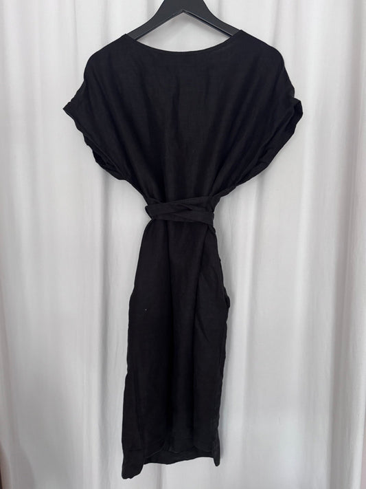'Jean' Linen Tie Dress | pre-loved| size small