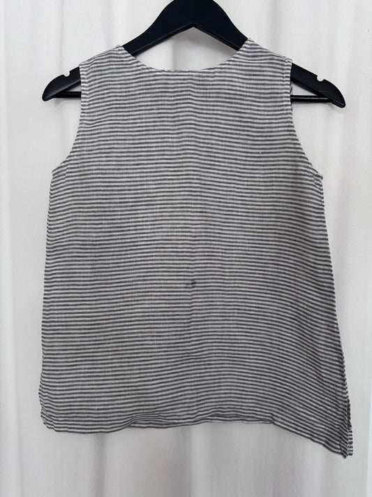 'Alison' Sleeveless stripe Linen Top | size XS | pre-loved