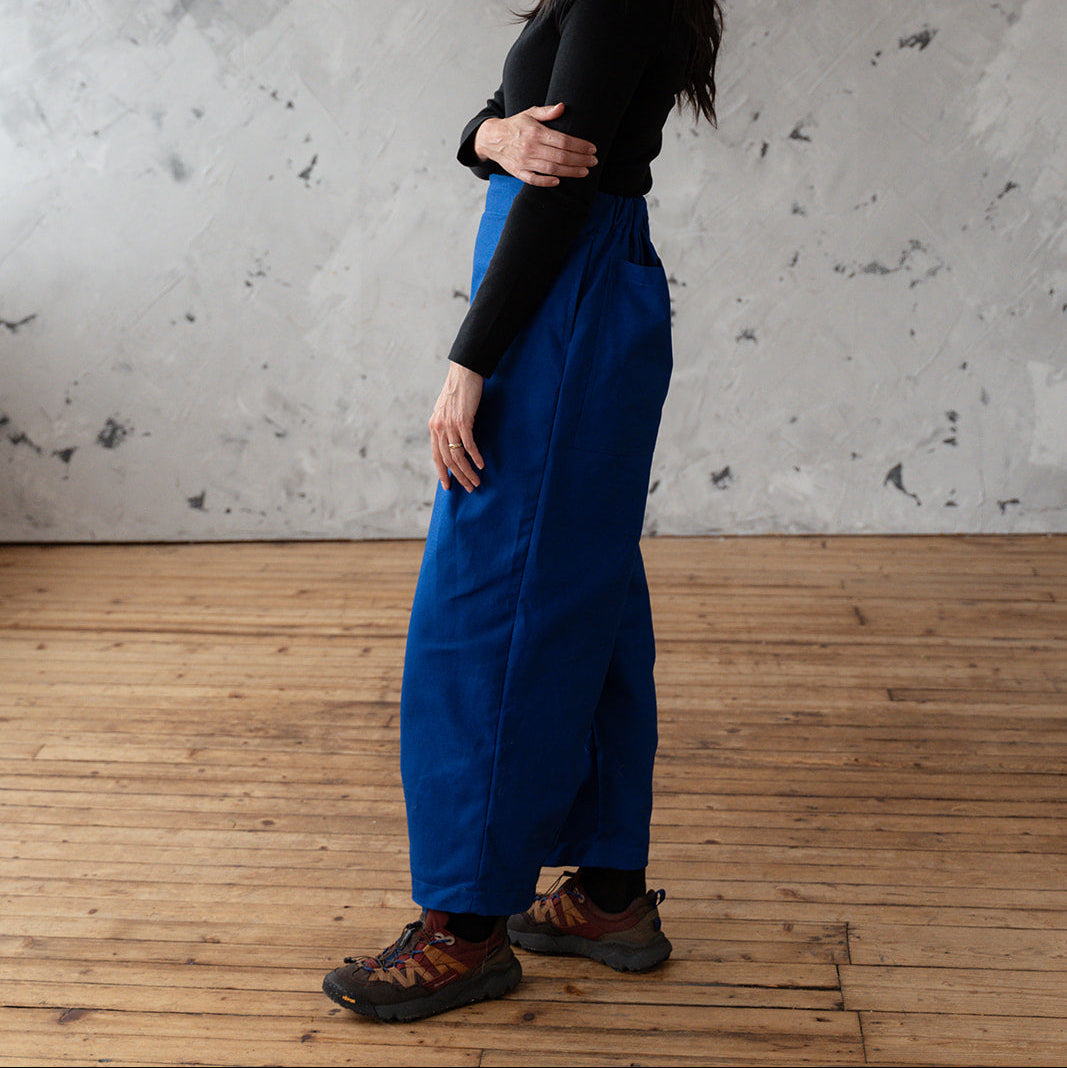 'Morley' cobalt canvas trousers - Made to Order
