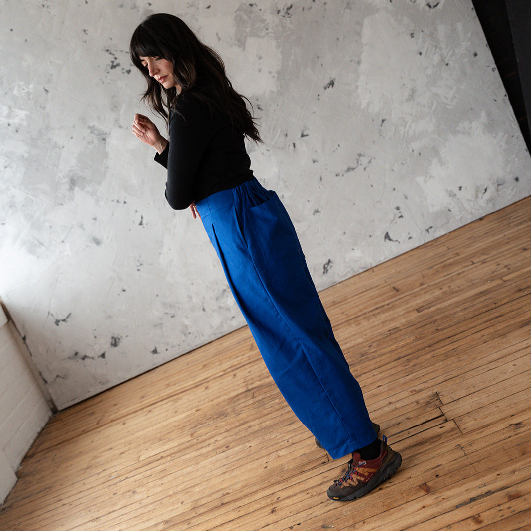 'Morley' cobalt canvas trousers - Made to Order