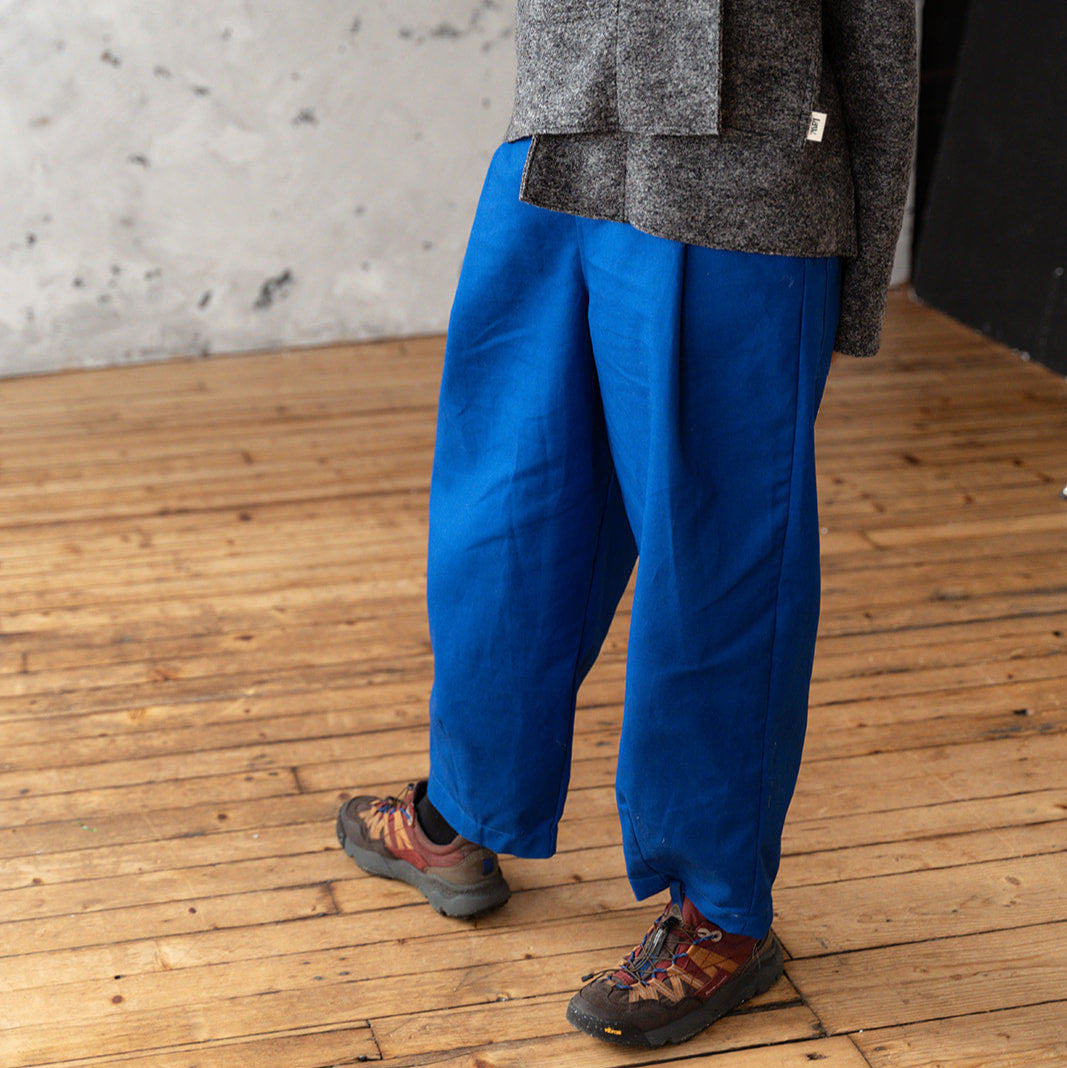 'Morley' cobalt canvas trousers - Made to Order