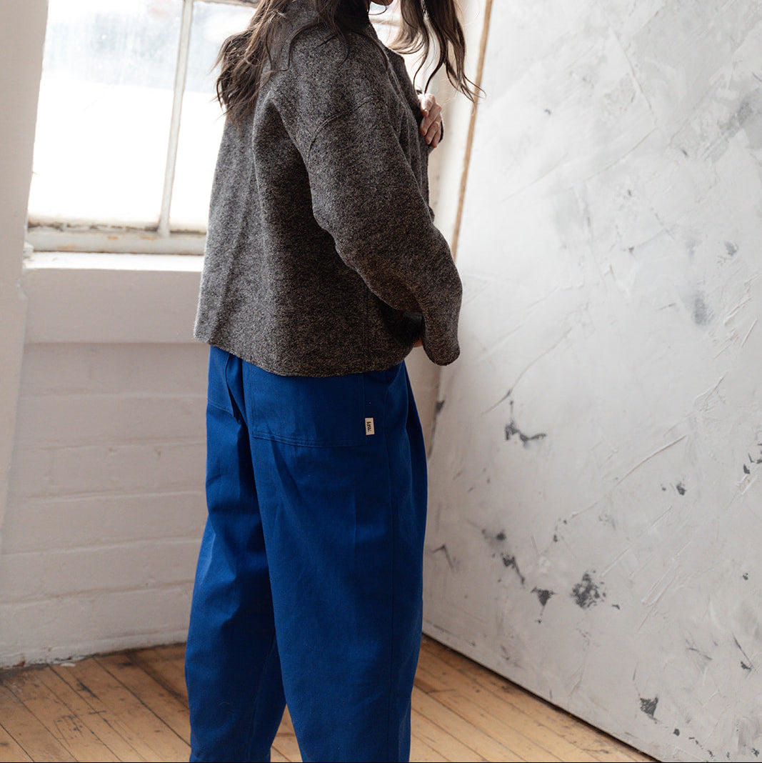 'Morley' cobalt canvas trousers - Made to Order