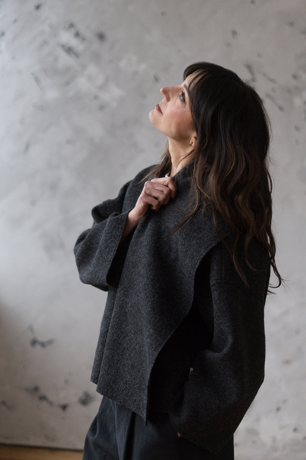 'Georgia' Short wool Jacket - Charcoal