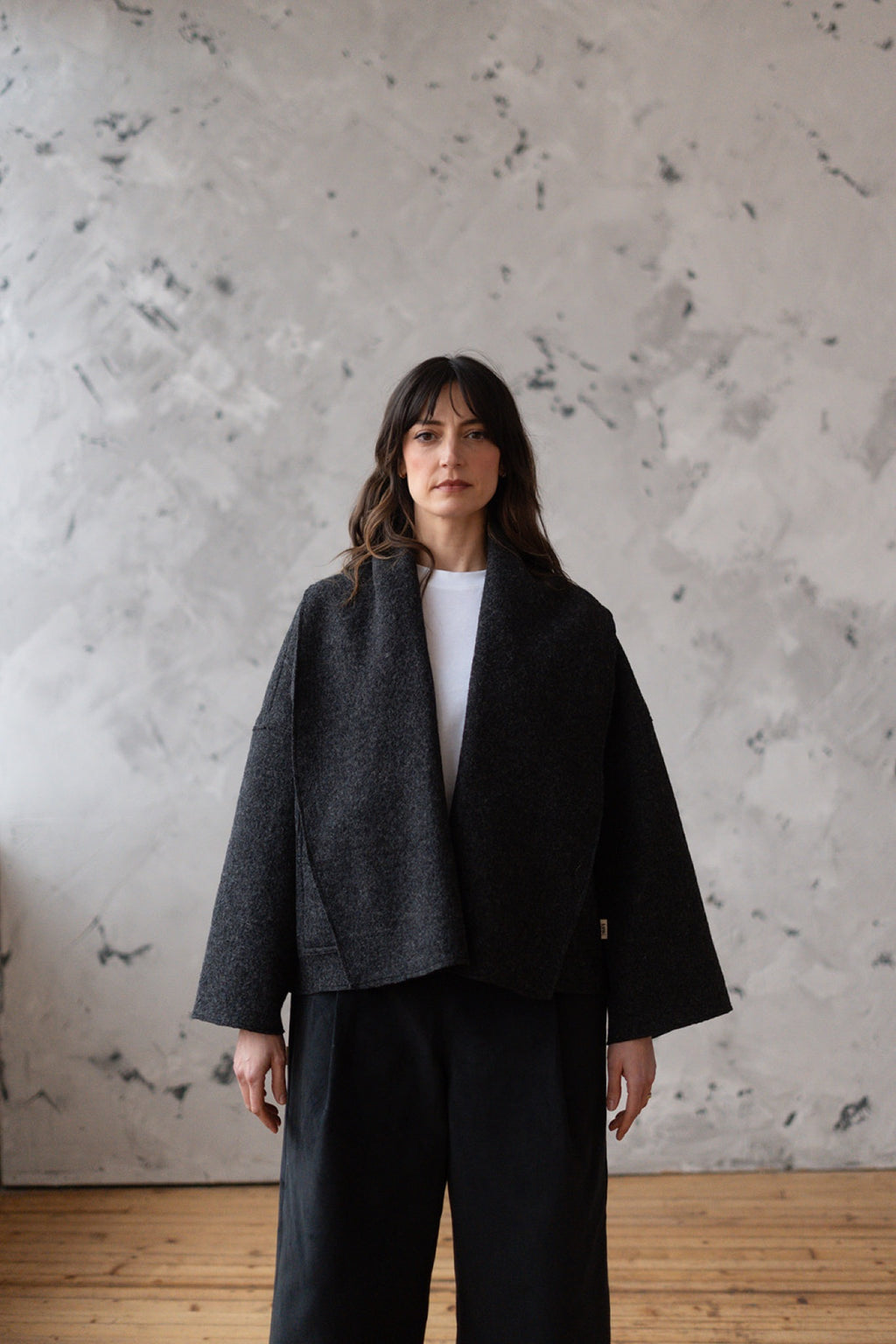 'Georgia' Short wool Jacket - Charcoal