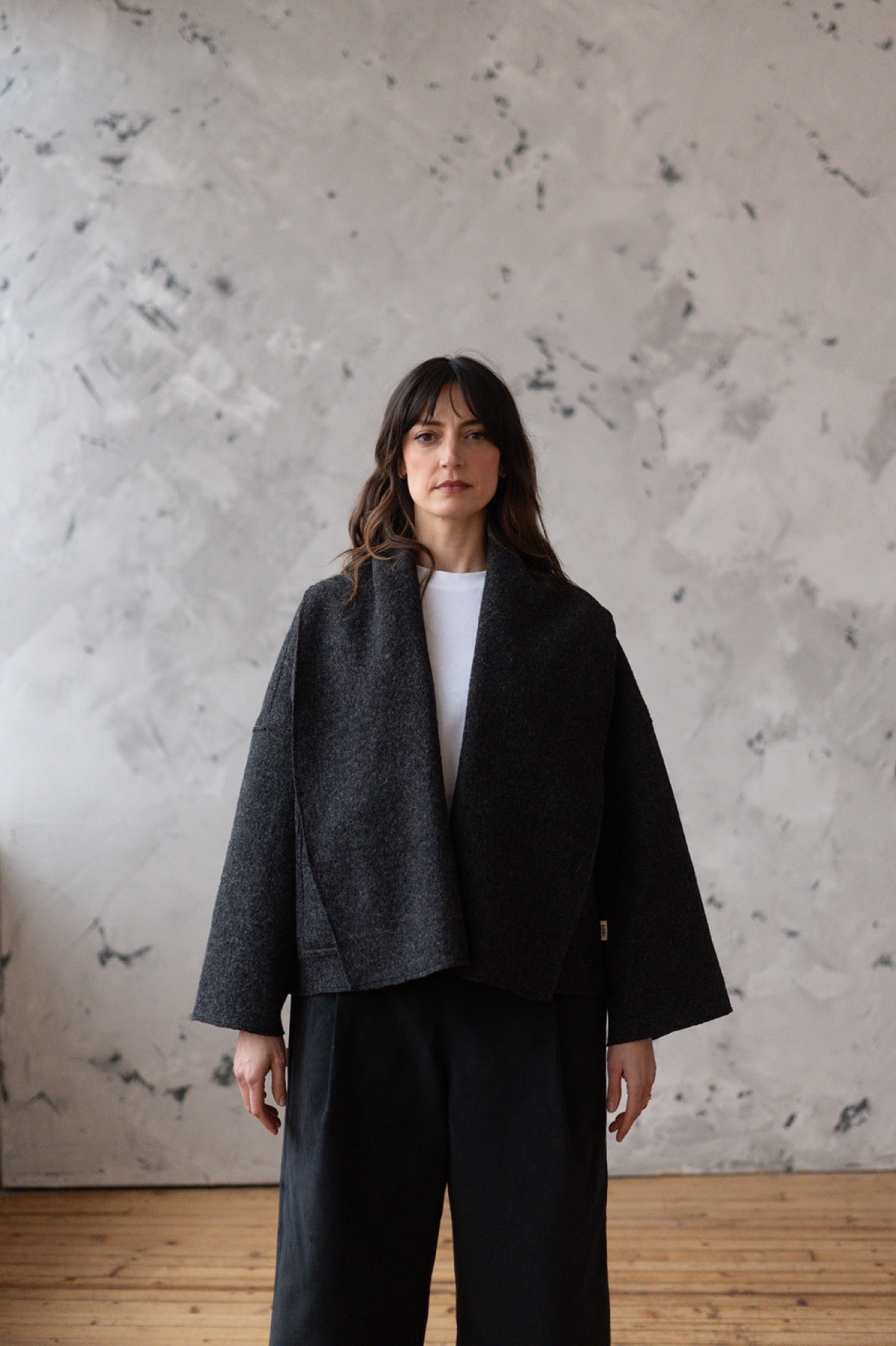 'Georgia' Short wool Jacket - Charcoal