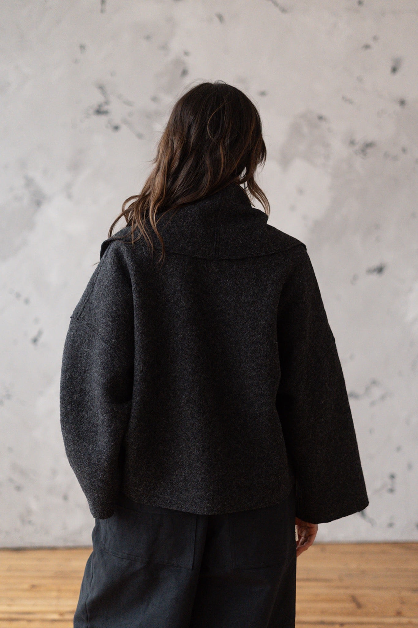 'Georgia' Short wool Jacket - Charcoal