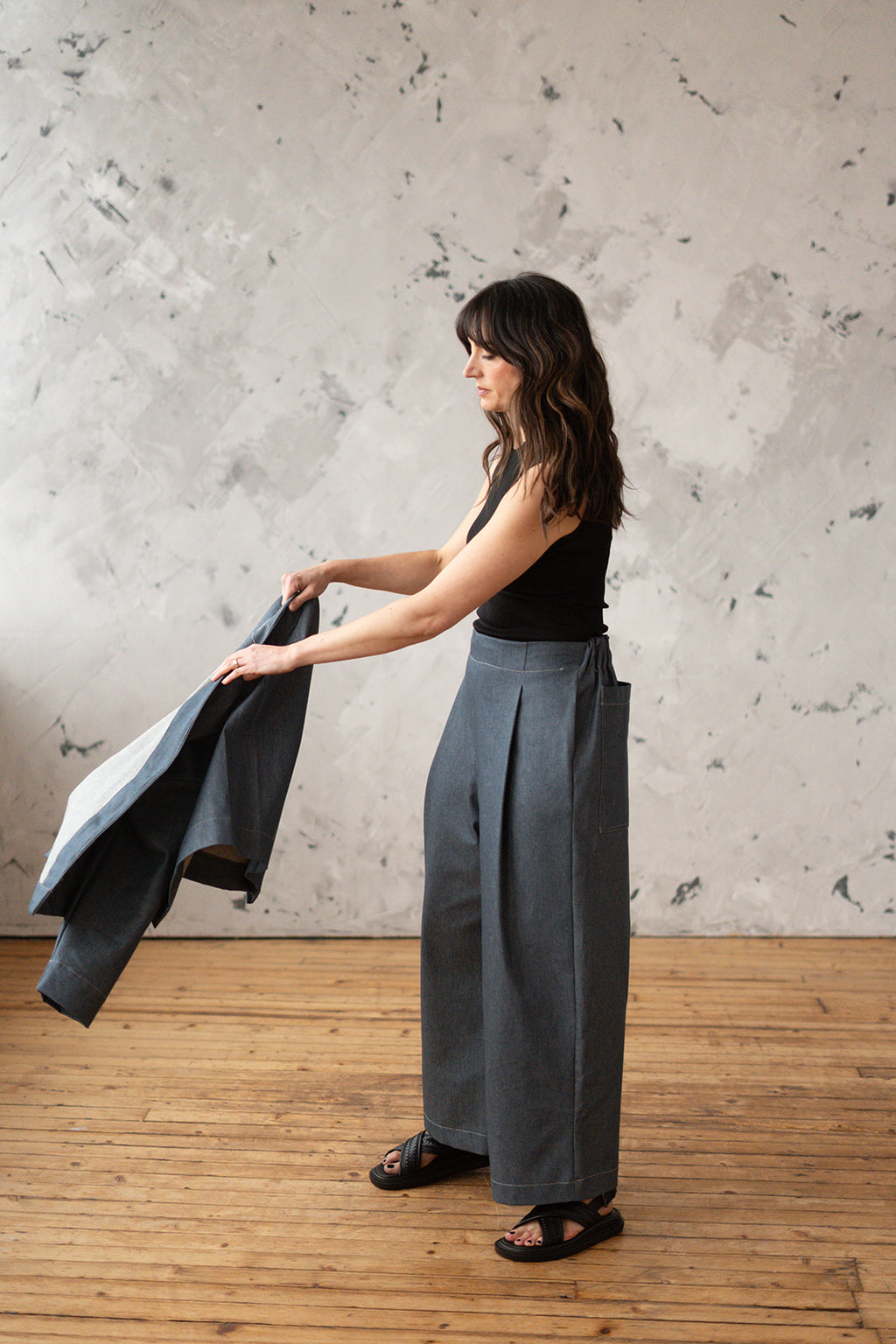 'Morley' wide leg denim trousers