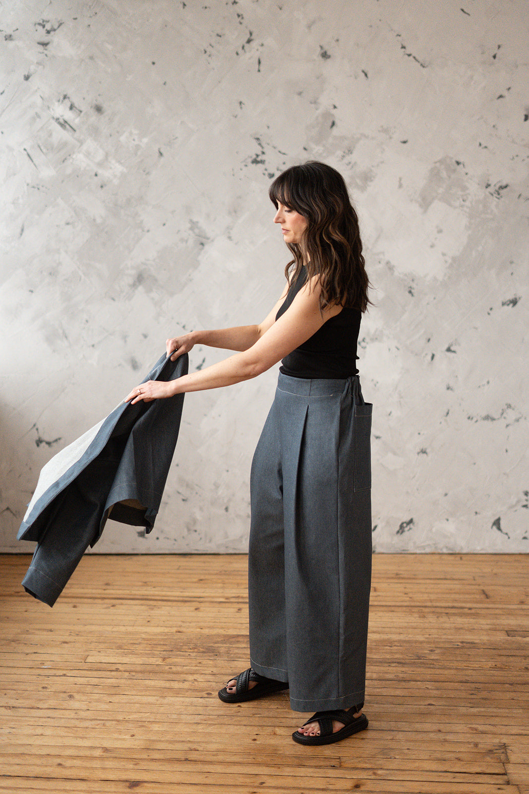 'Morley' wide leg denim trousers