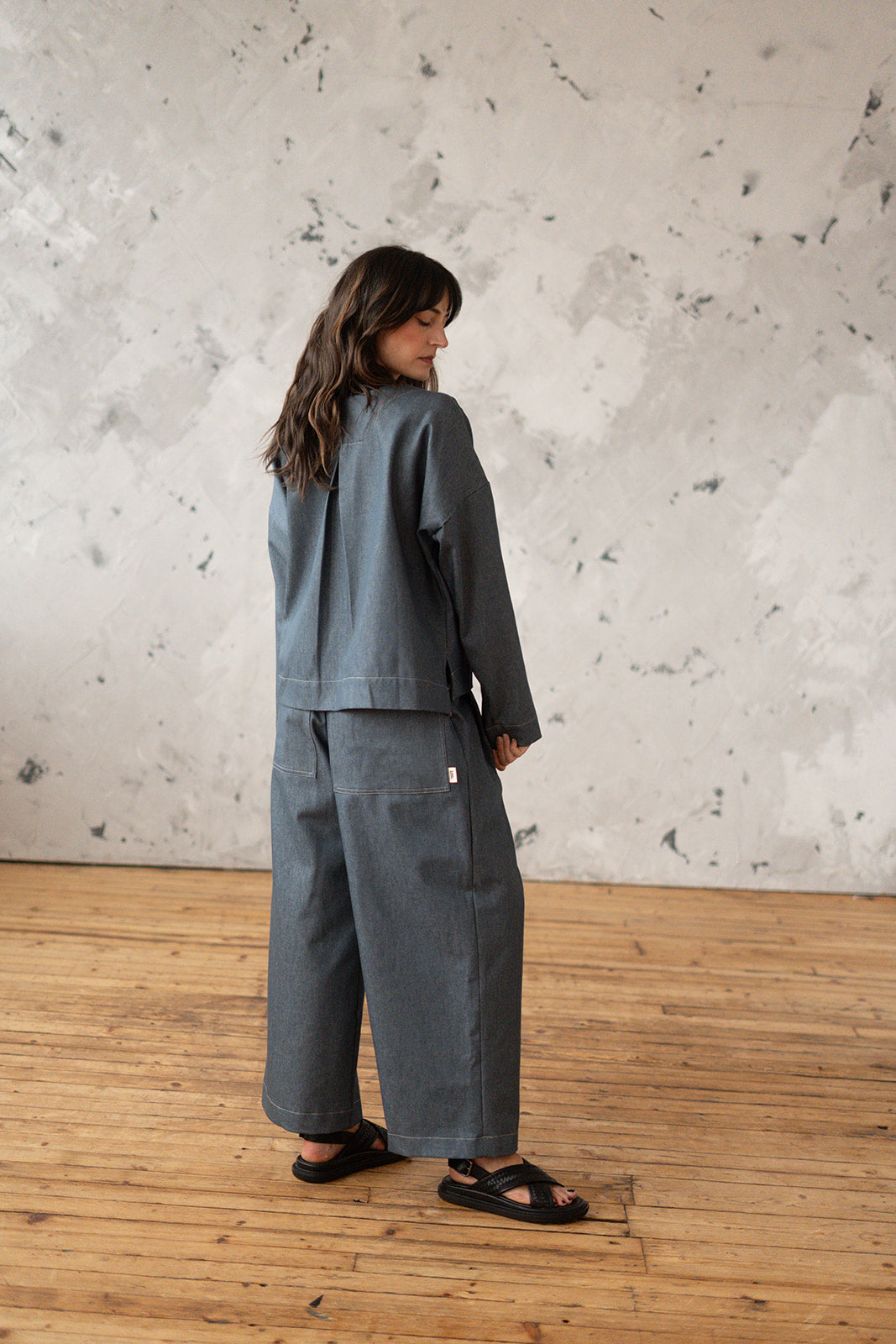 'Morley' wide leg denim trousers