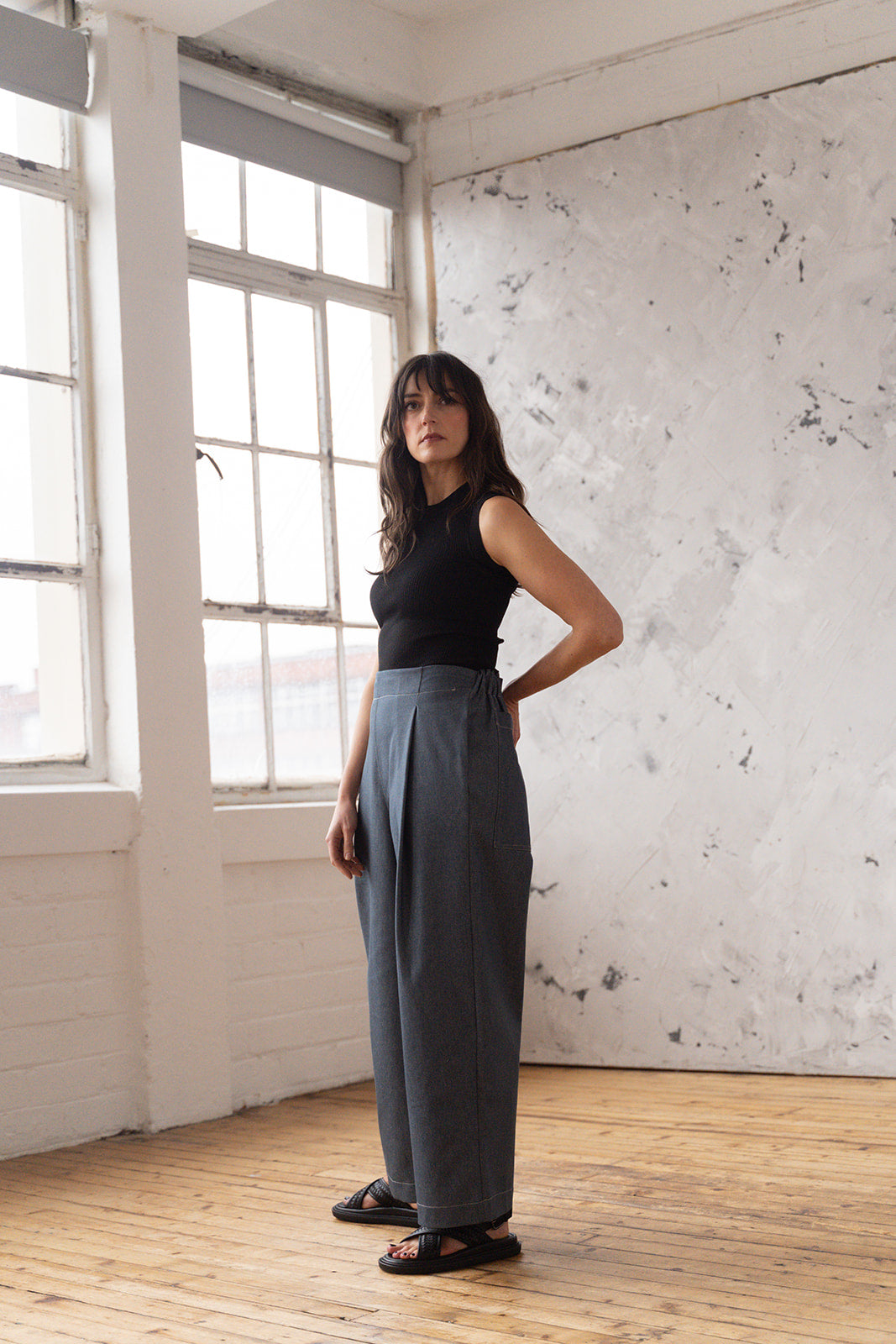 'Morley' wide leg denim trousers