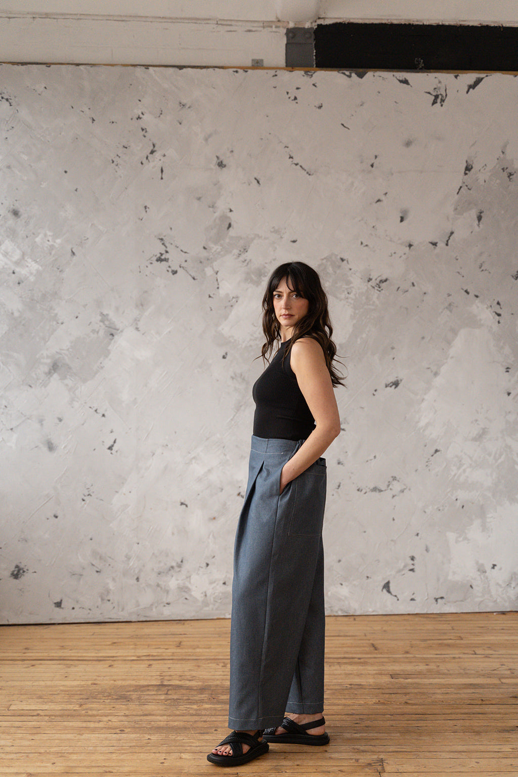 'Morley' wide leg denim trousers