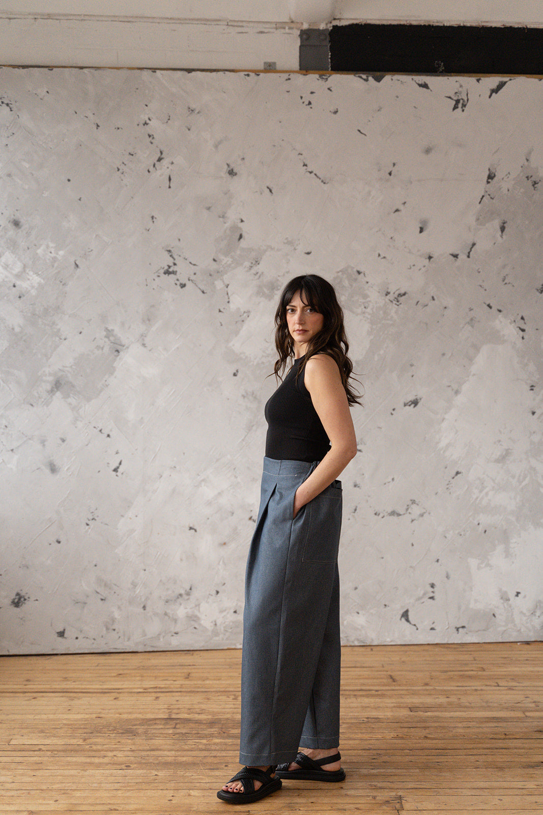 'Morley' wide leg denim trousers