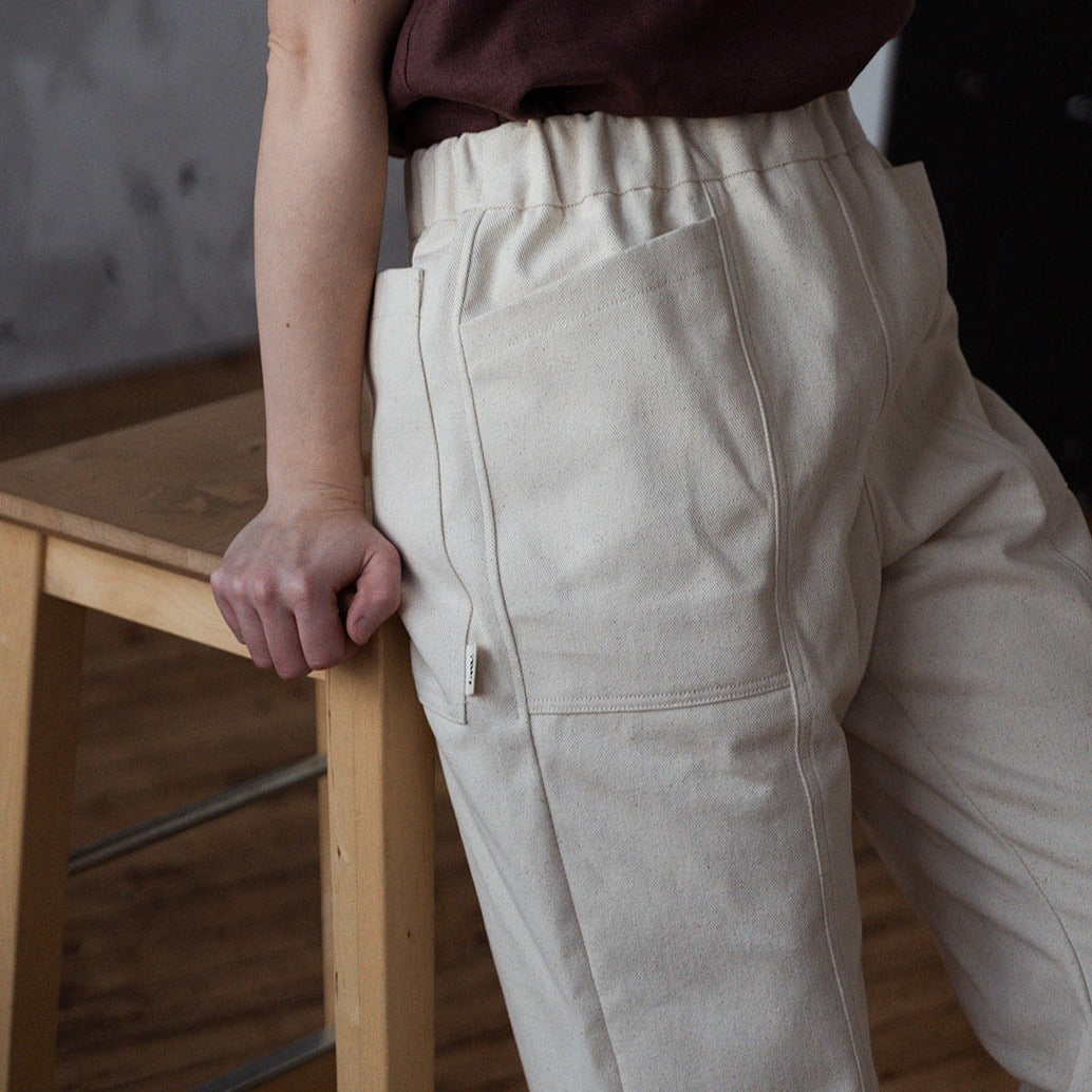 'Daria' Tapered denim twill trousers. PRE-LOVED - size large