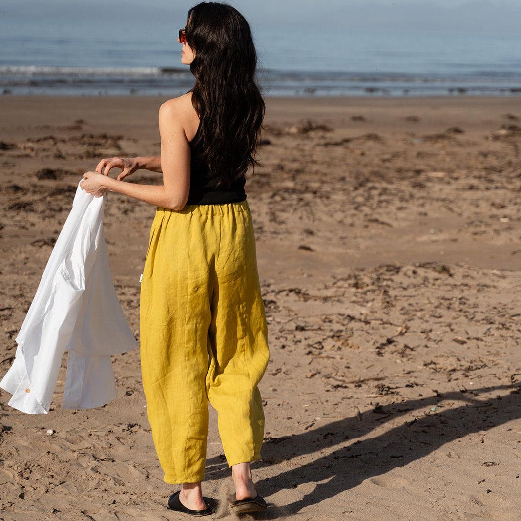 Willow citrus linen Barrel trousers | Made to Order