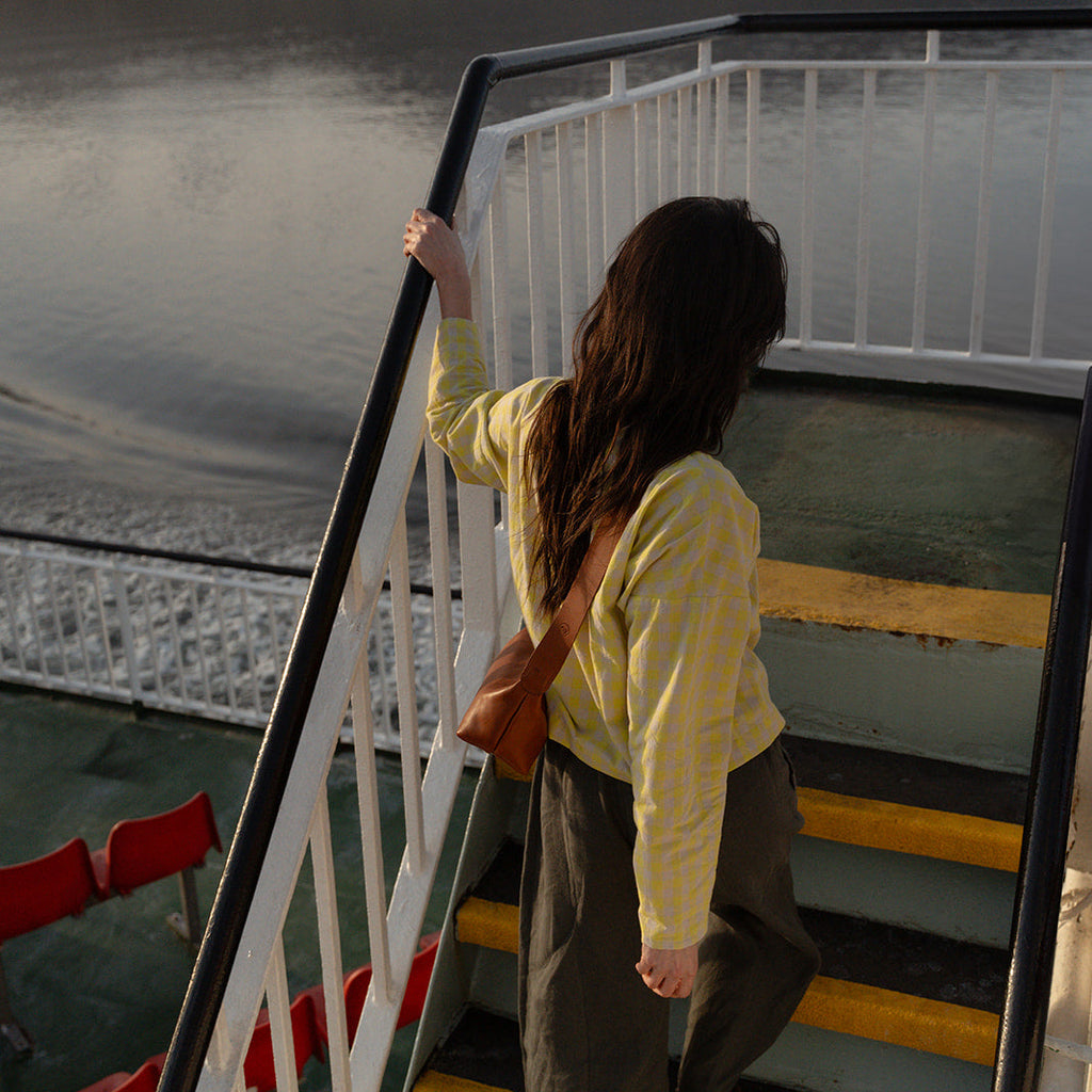 Olivia Long Sleeve yellow neon checks | Ready to ship