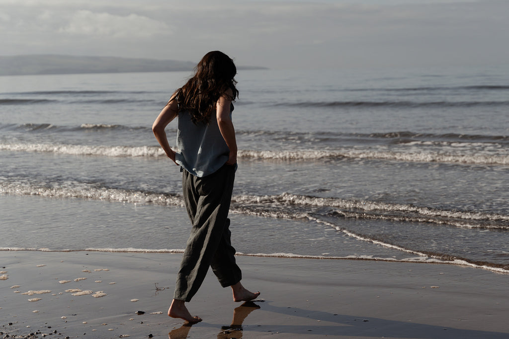 Willow Sage linen Barrel trousers | Ready to Ship
