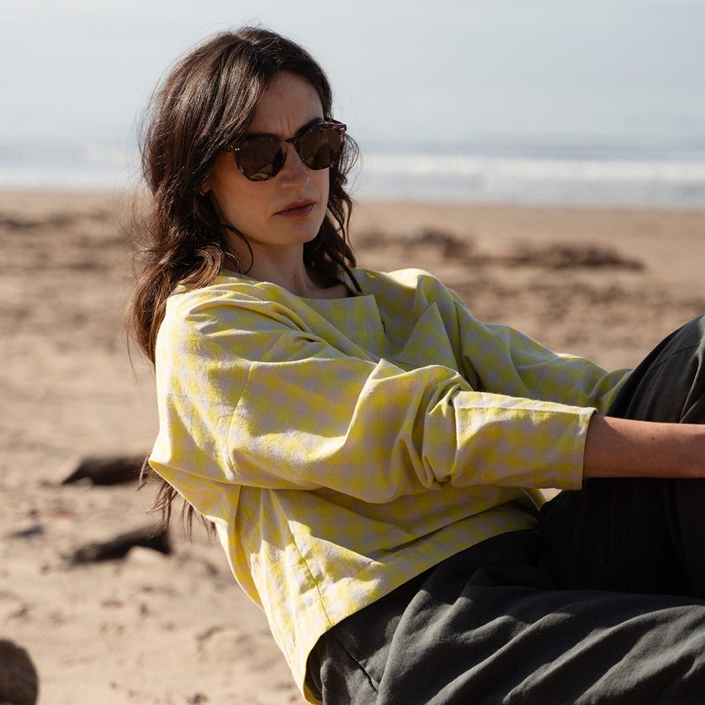Olivia Long Sleeve yellow neon checks | Ready to ship