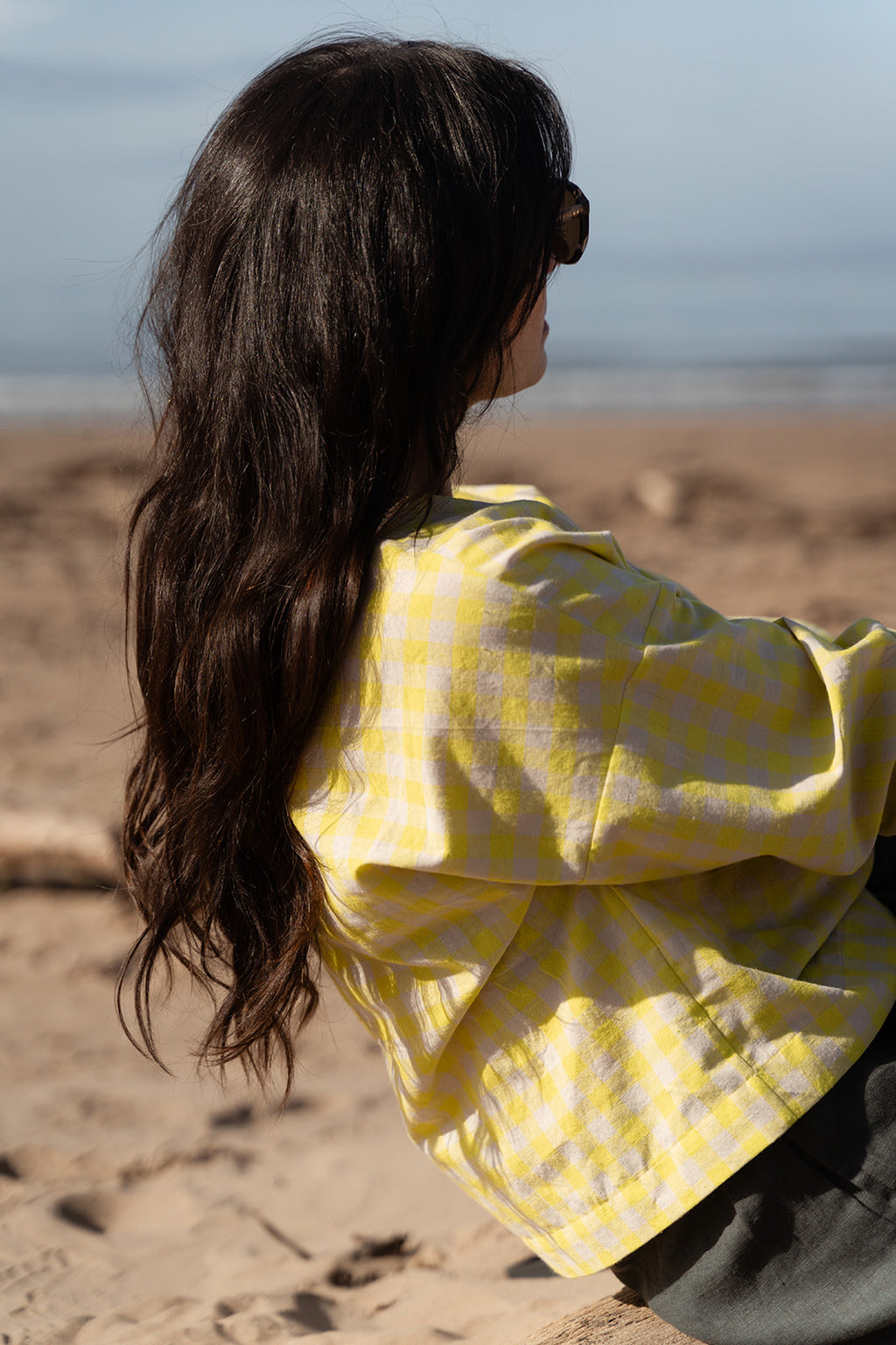 Olivia Long Sleeve yellow neon checks | Ready to ship