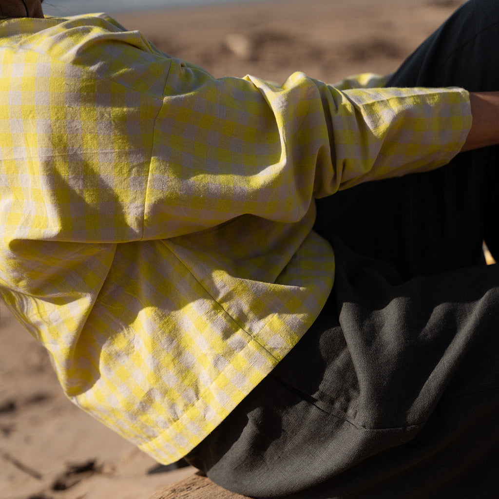 Olivia Long Sleeve yellow neon checks | Ready to ship