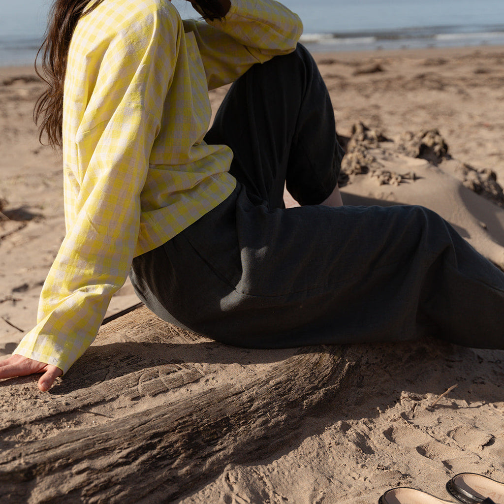 Olivia Long Sleeve yellow neon checks | Ready to ship