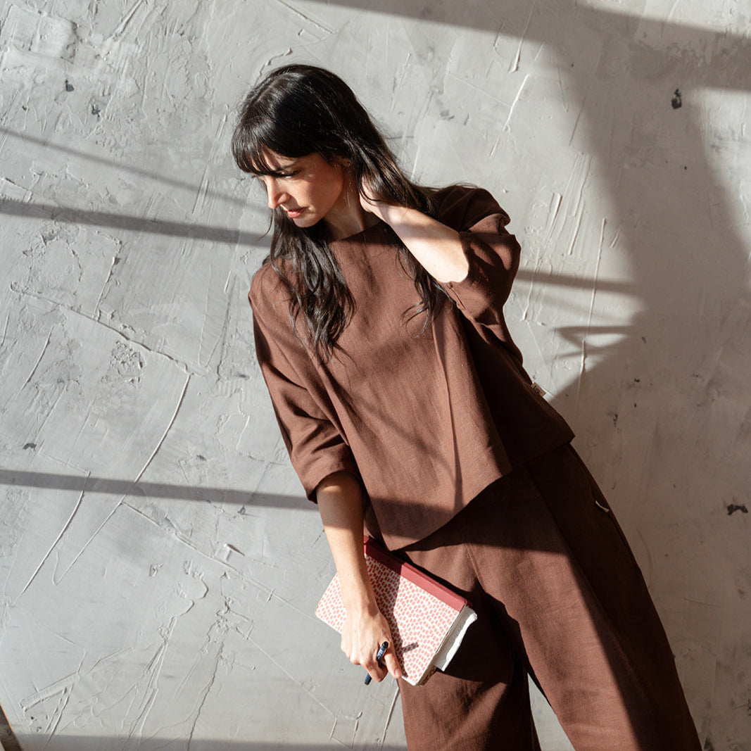 brown linen top