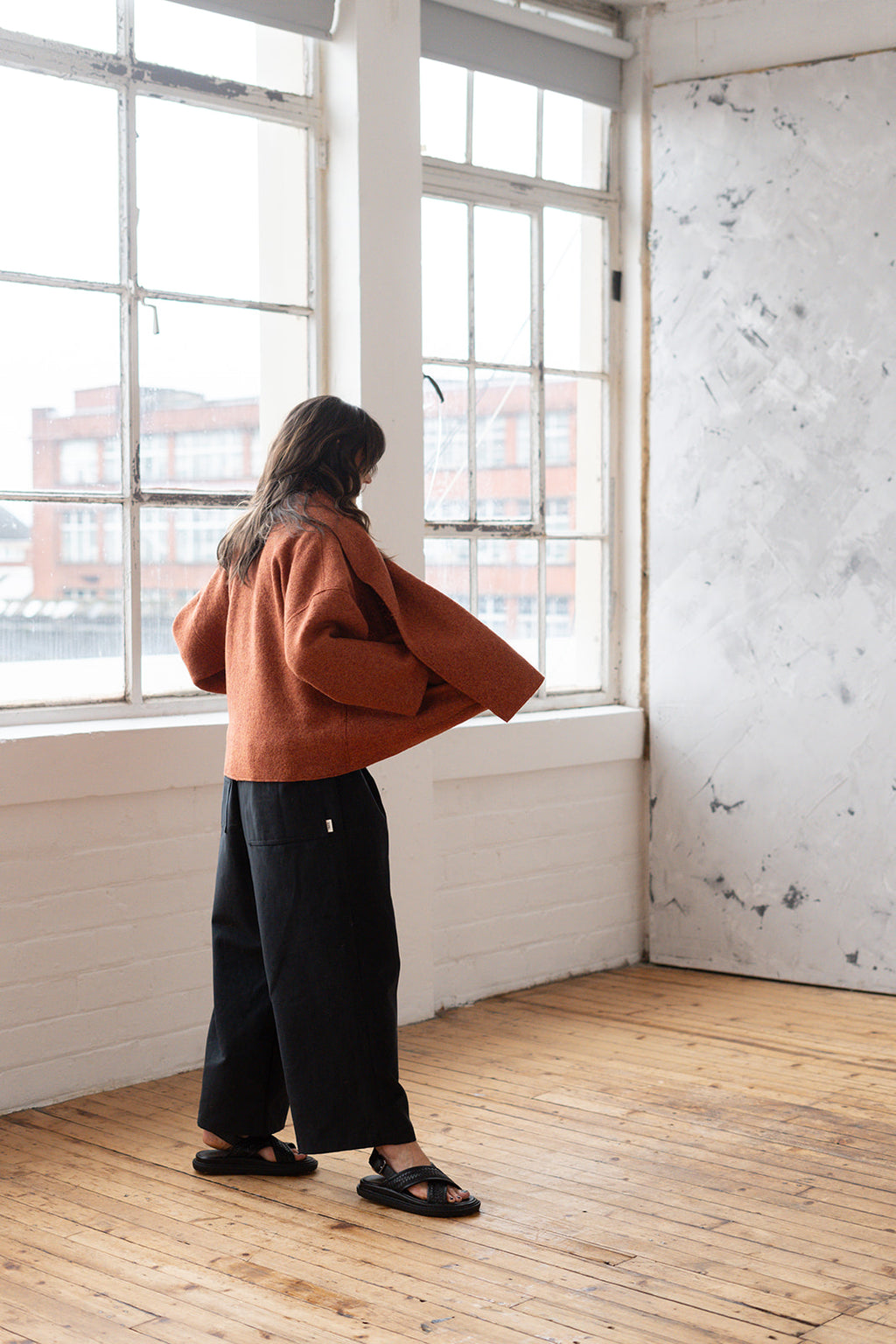 'Georgia' Short wool Jacket - Charcoal