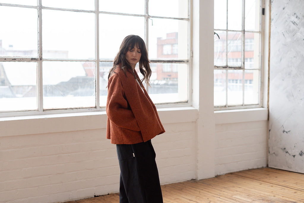 'Georgia' Short wool Jacket - Charcoal
