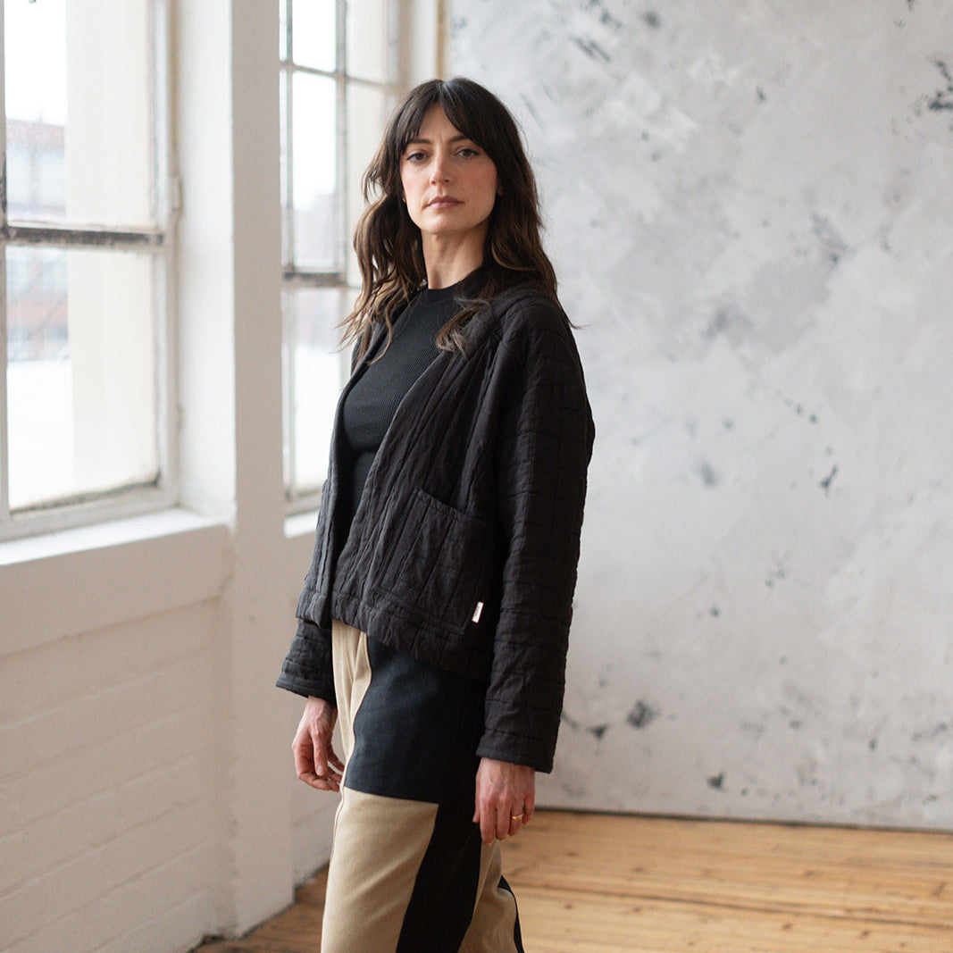 'Elly' Padded Cardigan Black