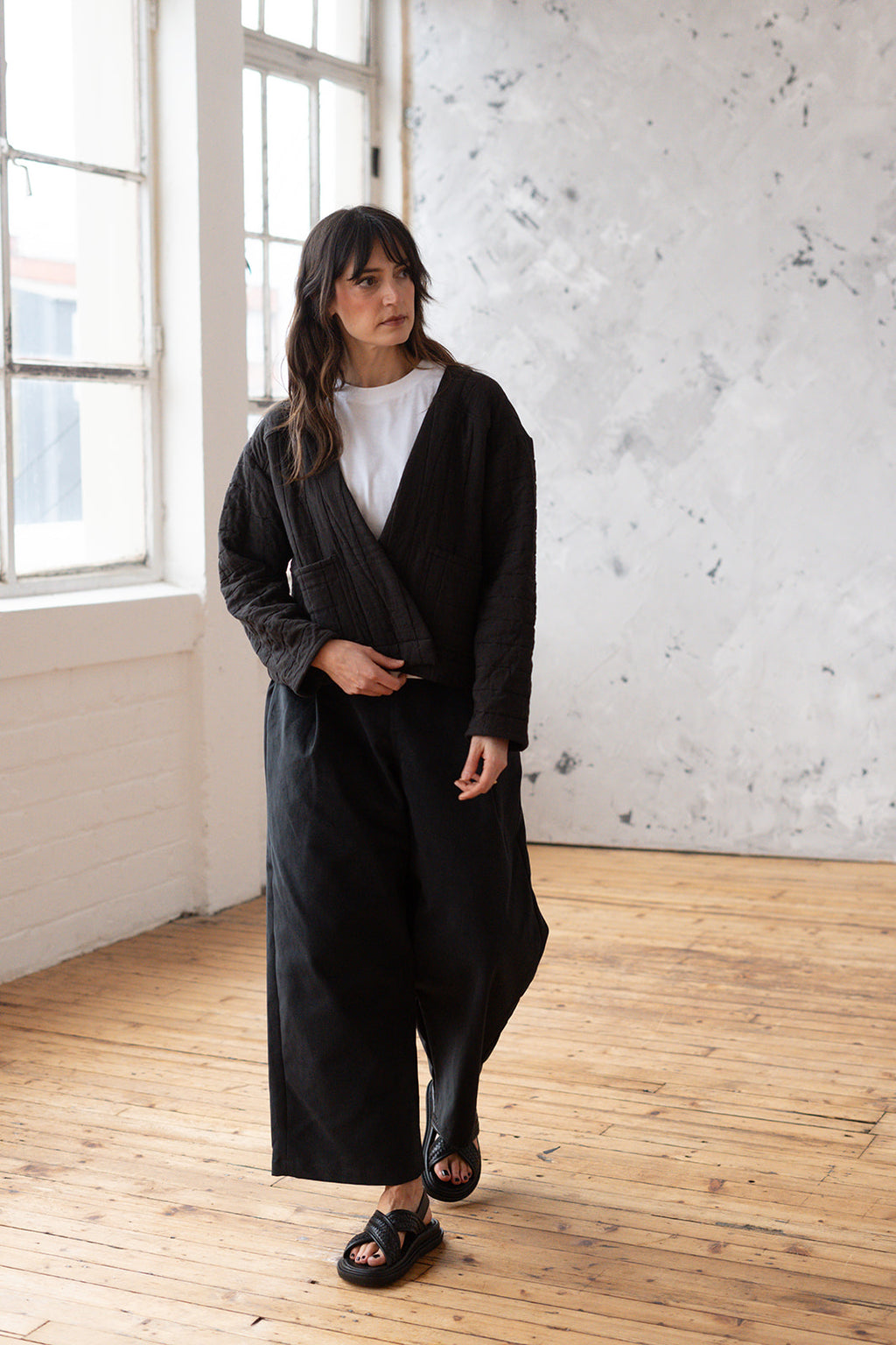 'Elly' Padded Cardigan Black