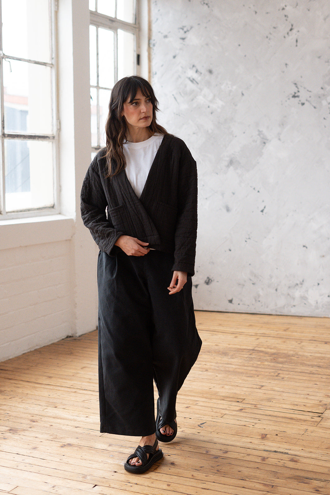 'Elly' Padded Cardigan Black