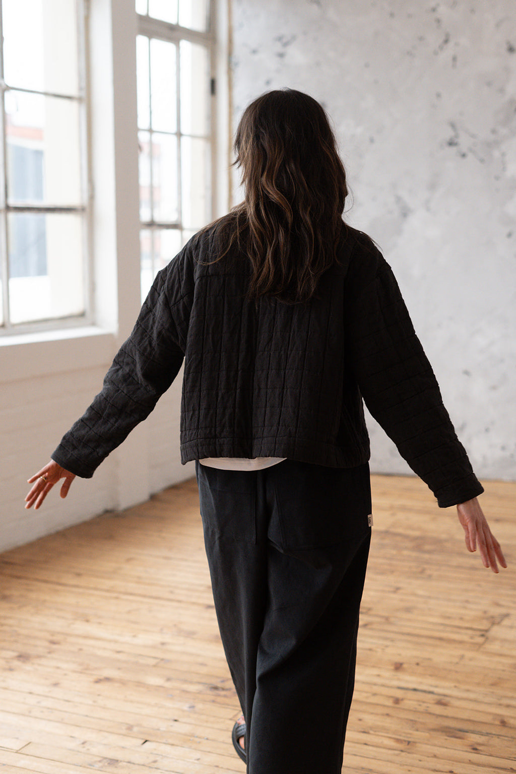 'Elly' Padded Cardigan Black