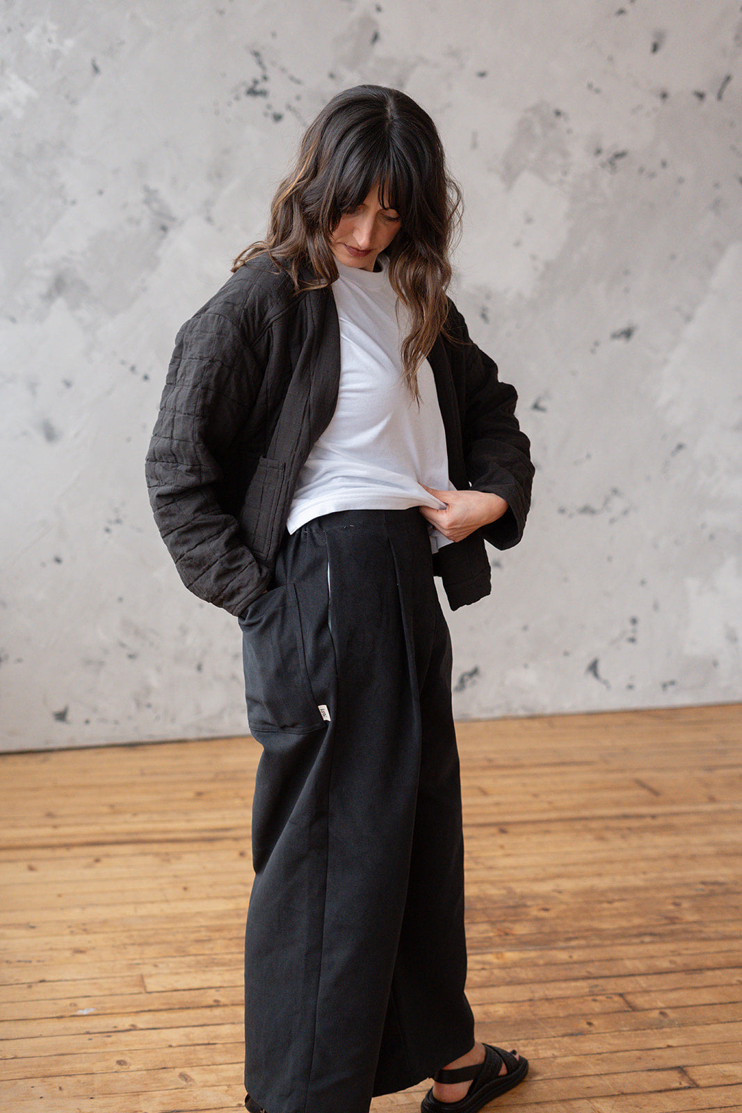 'Elly' Padded Cardigan Black